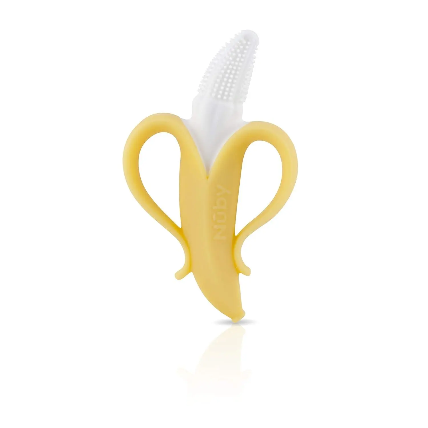 Nuby Silicone Teether for Babies, NanaNubs Banana Fruit Shape Sensory Toy, Gum Massager with Soft Bristles, 3+ Months, Dishwasher Safe, Silicone Fruit Teether, Sensory Teether