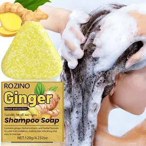 Rozino Ginger Herbal Shampoo Bar 120g, Plant-Based Hair Care, Contains Ginger & Herbs, Nourishes Roots, Gentle Oil Control, Suitable for All Hair Types