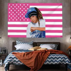 Rock Band T-Tom Kaulitz Custom Flag to Hang Outdoor Decorations Decorative Flags for Rooms Home Garden Flags and Banners Light Peach Tapestry Wall Hanging Wall Tapestries Modern Stripe Design