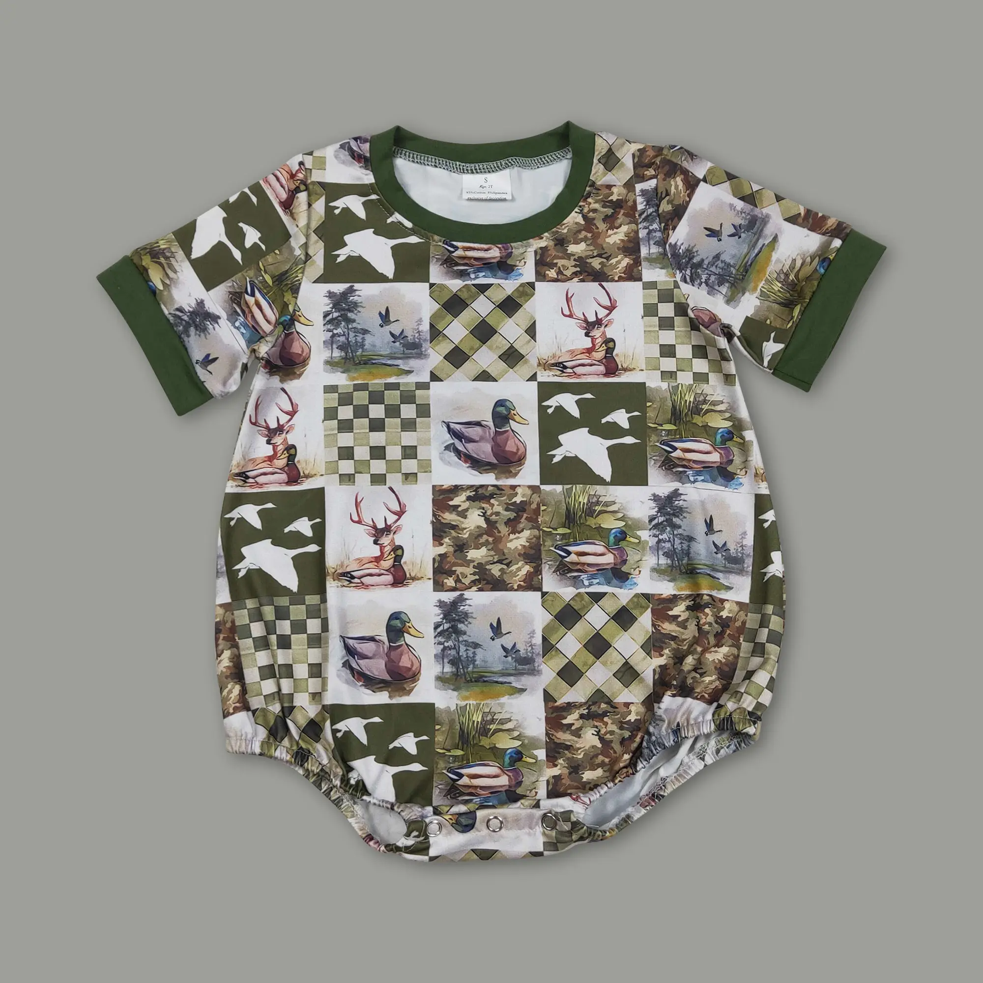 Duck Season Ready! Baby Boy Green Mallard Summer Bubble | Cute Toddler Hunting Clothes