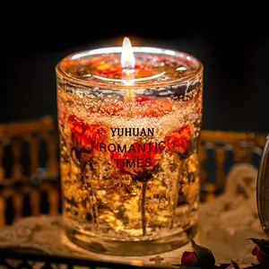 1 Pc Luxury Transparent Scented Candle with Real Flower Candle Inlay, For Centerpiece, Candlelight Dinner Photo Props, Wedding Anniversary Birthday Gift Dating Atmosphere Decor, Table Living Room Home Decor.