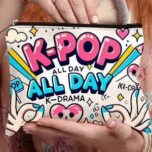 Korean Style Makeup Bag with Colorful Patterns, Foldable and Zippered, Ideal Travel Washbag, Perfect Gift for Women, Travel Cosmetic Bags