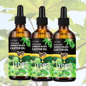 3 bottles of black castor oil (Jamaican black castor oil), thick Jamaican cold-pressed castor oil in glass bottles with droppers—a base oil for skin, hair, and nail care—100ml soothing body care cosmetics