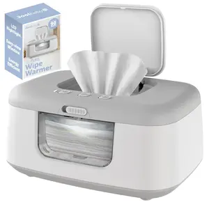 Baby Wipe Warmer & Dispenser with LED Changing Light & On/Off Switch (Gray)