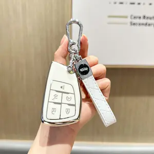 for Chevy Key Fob Cover with Keychain Soft TPU Protection Case Compatible with 2021-2026 Chevy Equinox Blazer Tahoe Suburban GMC Yukon Denali Silverado 5-Buttons