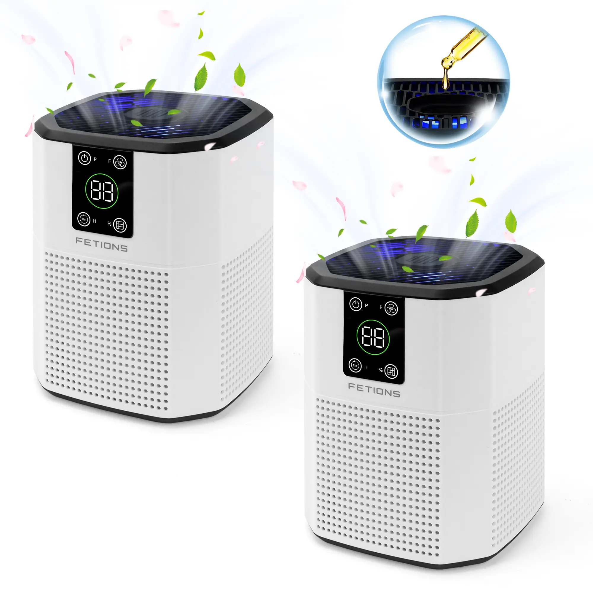 Fetions HEPA Air Purifier with Aromatherapy – Advanced H13 True HEPA 3-Stage Filtration System, Ideal for Allergy Relief, Smoke, Dust, Pet Hair, and P
