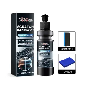 Car Scratch Remover Paint Renewal Protection Polishing Scratches Cleaning Stain Removal Agent, 120ML + Sponge + Cloth Set