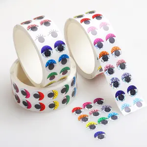 Creative Laser Eye Stickers Roll, 10 Colors Irregular Shapes, PVC Material, Decorative Adhesive Stickers for Journaling and DIY Projects