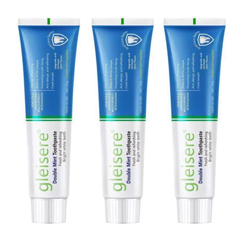 3 PCS Double Mint Toothpaste for Bright White Teeth Fresh and Refreshing Oral Care Solution,Leaves Mouth Feeling Refreshed for Hours,Daily