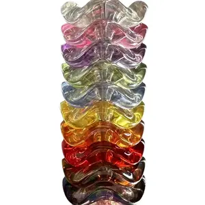 Assorted Color 16 mm Wavy Acrylic Spacers - 20 pieces - Silver, Gold, Clear Jelly, UV Solid for Beadable Pens & more