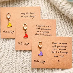 3pcs Heart-shaped Keychains, Pocket Hug Cards, Mini Encouragement Card, Emotional Support Gift, Mini Heart-shaped Keychain, Personal, Friendship
