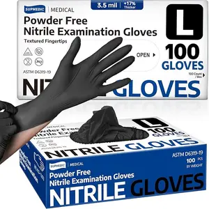 Black Nitrile Disposable Gloves, 100 Pcs, Latex-Free & Powder-Free Food Safe Food Prep Exam Gloves