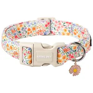 ARING PET Summer Style Dog Collar-Cute Dog Collar for Small Dogs, Adjustable Cotton Floral Pet Collars Puppy Collar for Small Medium Large Dogs