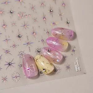 Crystal Star Nail Stickers – Laser Metallic Rhinestone Nail Art Decals