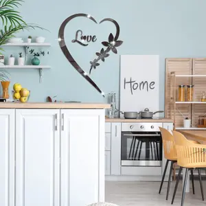 Heart Love Mirror Wall Stickers Set, 3D Acrylic Self-Adhesive Decor for Living Room & Bedroom, Stylish Reflective Home Decoration