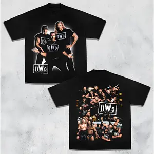 Limited NWO - WWE Hoodie Tshirt Heavyweight Cotton Tshirt, 100% Cotton retro Washed anime t-shirt, vintage streetwear tee, Y2K graphic top