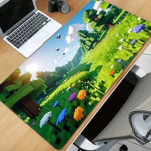 Minecraft themed mouse pad, e-sports special mouse pad, large size coverage, desktop protection keyboard mouse, non-slip rubber sole anti-displacement professional gaming mouse pad Mouse pad, scratch-proof table mat