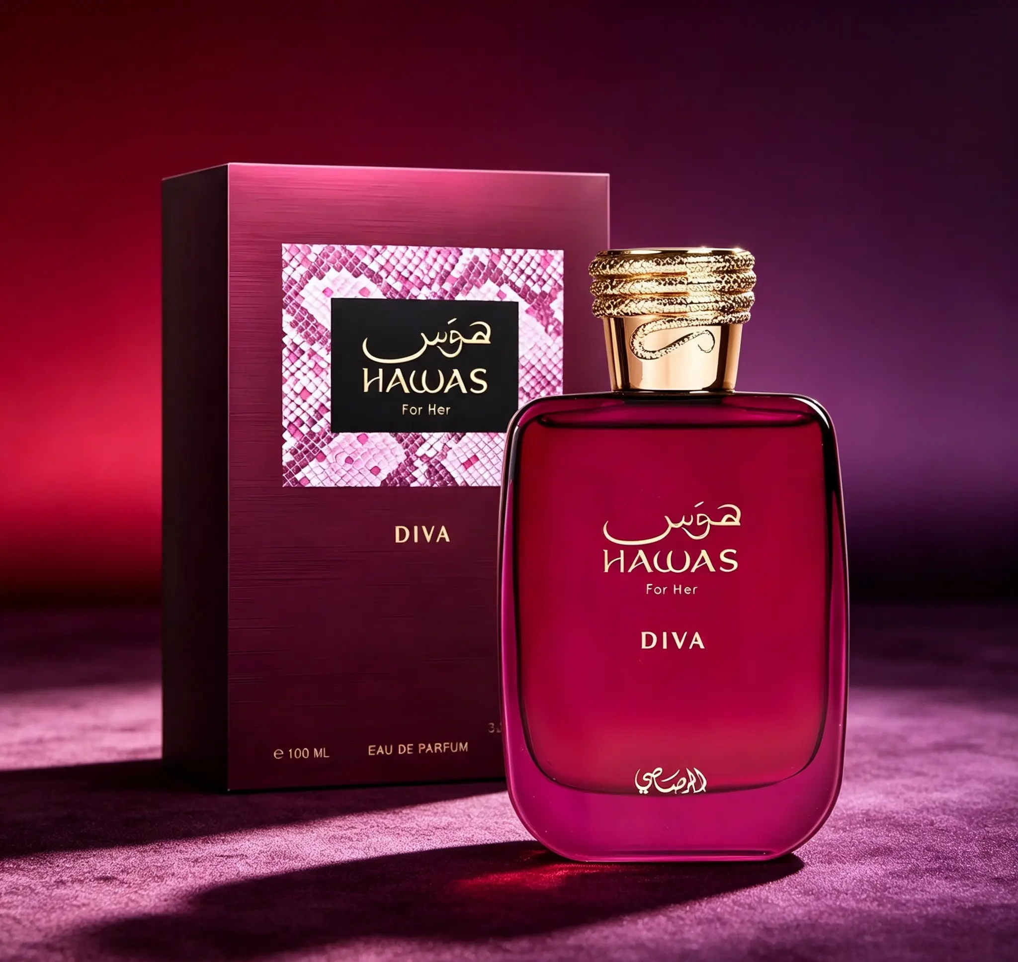 Hawas Diva Eau De Parfum for Women – 3.38 Fl Oz / 100ml, Bold Floral Fruity Long-Lasting Fragrance, Glamorous Everyday Luxury Perfume
