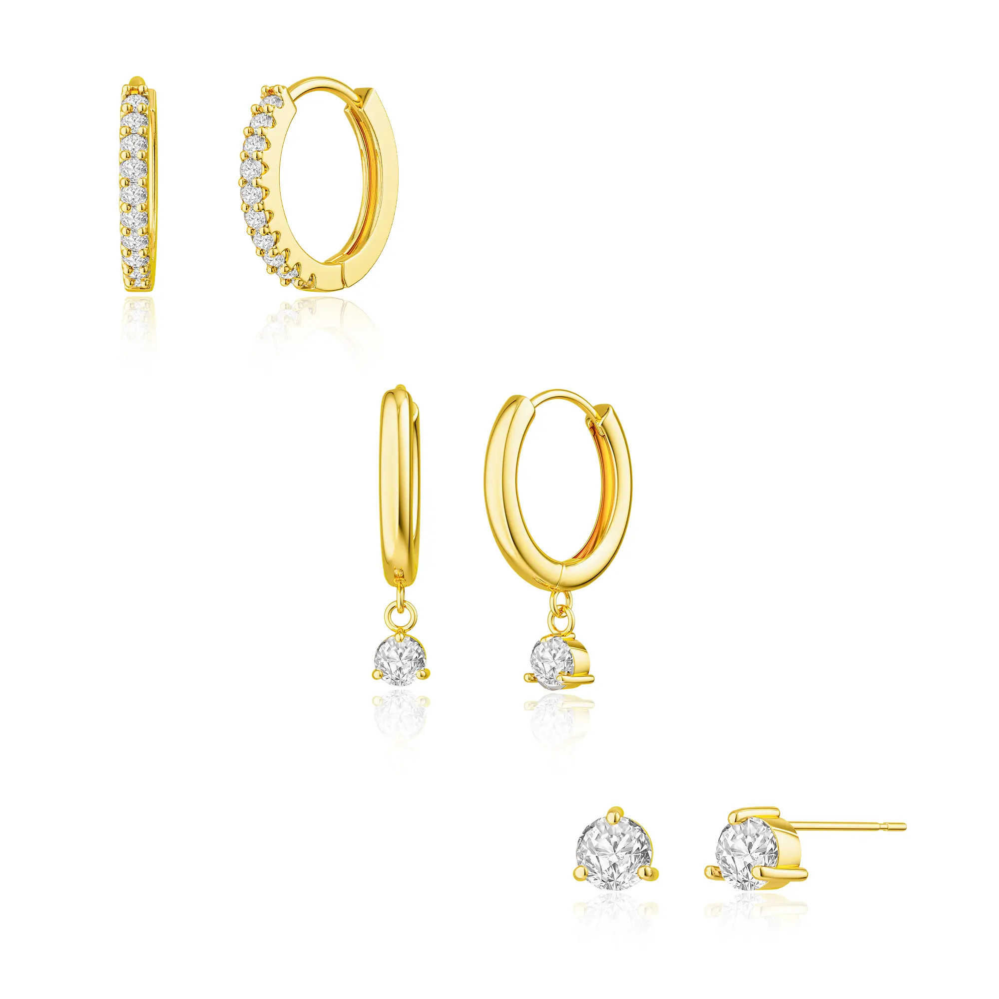 Dearmay 3PCS/Set Hoop Earring Stylish Women Trendy and Pendant Earrings Chunky Hypoallergenic Cute Cubic Zirconia Dangle Stud Earrings Fashion Jewelry Gifts Greenish Spring