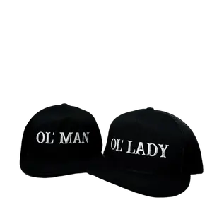 Ol' Man Ol' Lady Couple Matching Embroidered Trucker Cap Custom Thread Color Soft Adjustable Hat Trendy Streetwear Gift for Men & Women Customizable Hats