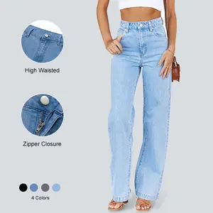 Imily Bela Women's High Waisted Jeans Boyfriend Baggy Straight Leg Casual Denim Pants with Side Pockets & Zipper Closure Basic Streetwear Bottom