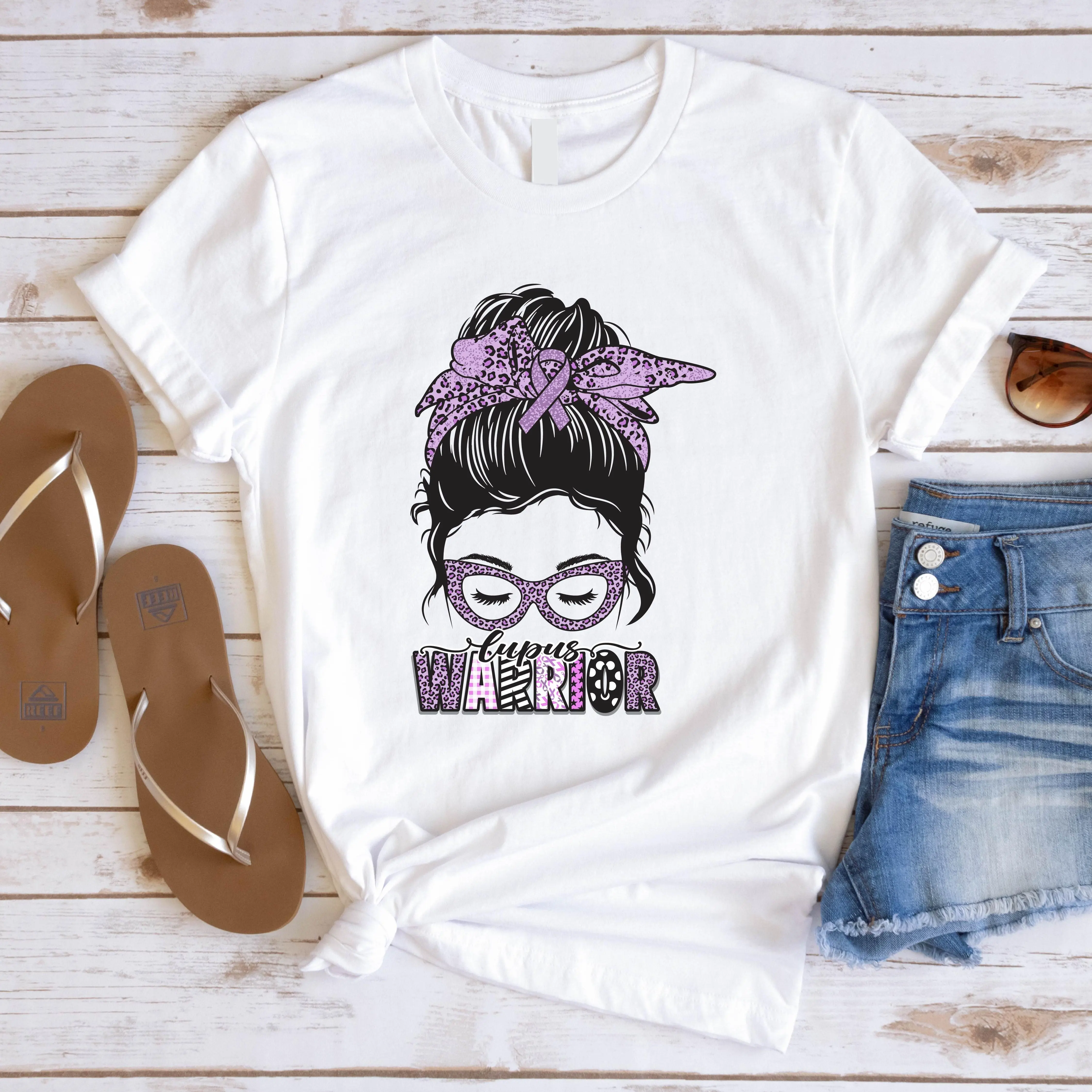 Lupus Warrior T-shirt, Lupus Awareness Month Shirt, Purple Ribbon Gift Tees, Lupus Support Squad Short Sleeve, Lupus Fighter Funny T-shirts.