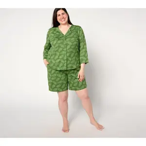 MUK LUKS 100% Cotton Button Down and Shorts Lounge Set
