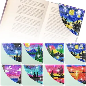 8 count  Painting Bookmark, DIY Corner Book Makers for Adults Book Lovers,  Dot Art Beginners, Small  Art Kits,  by Art Crafts  for Women Girls (Moon Sceen