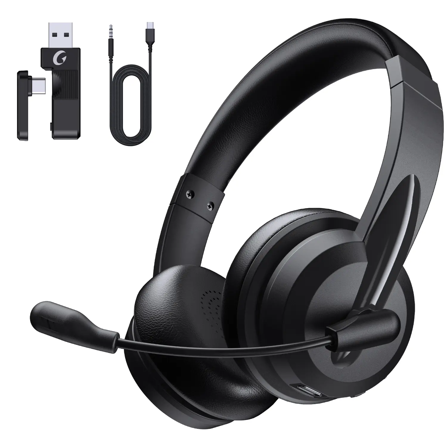 LT-6208BT Wireless Gaming Headphone - ENC Noise-Canceling Mic, 2-in-1 Dongle Adapter, Tri-Mode Connectivity, Plug-and-Play for Gaming, Work, Electronic Devices