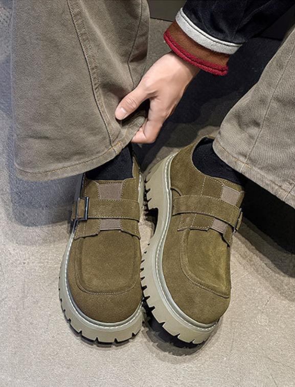 Men's Retro Platform Moccasins Simple Buckle Flattering Silhouette Street Fashion