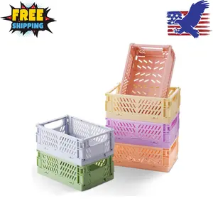 6-Pack Small Pastel Plastic Storage Baskets, Collapsible Crates (5.9" x 3.8" x 2.2")
