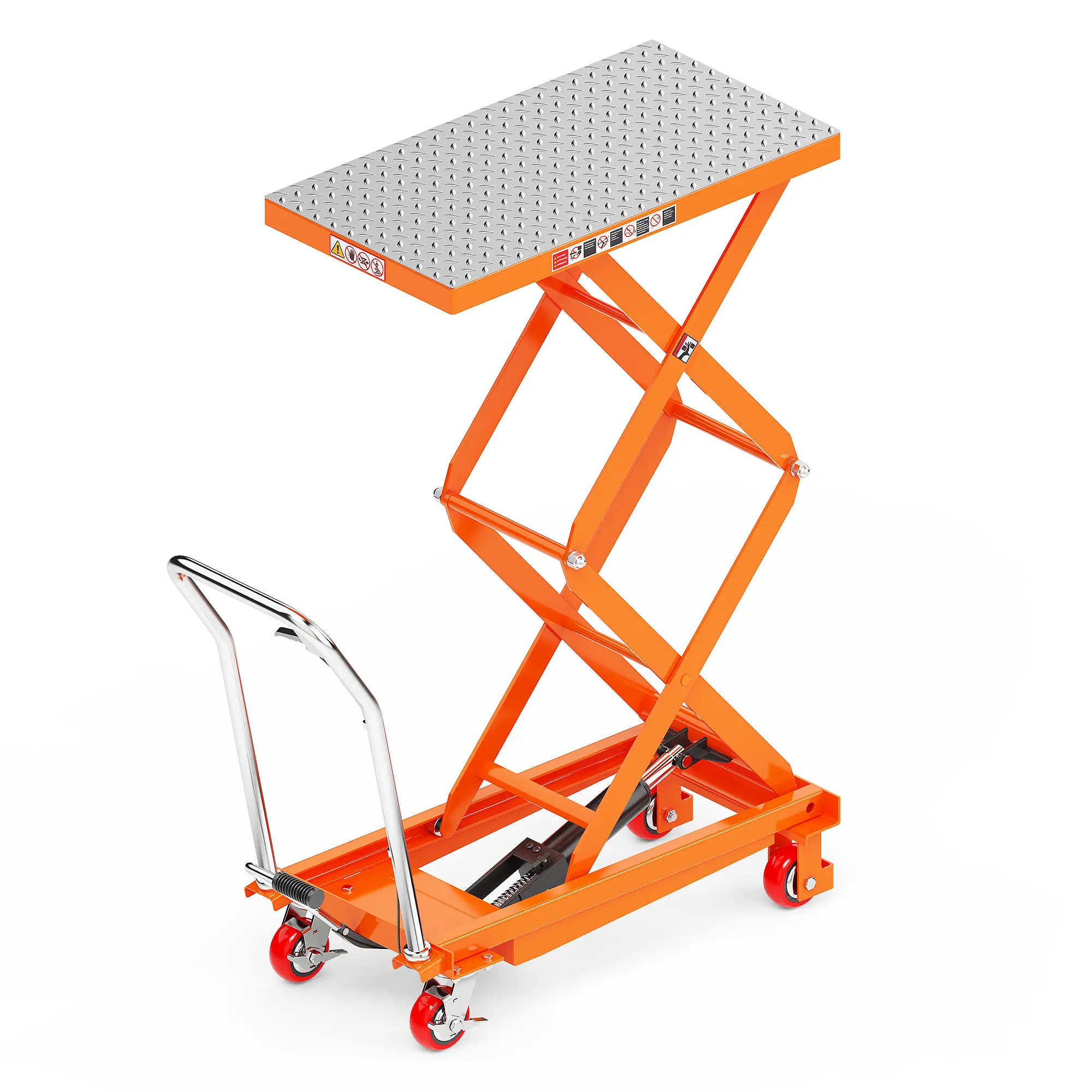 【DealsForYouDays】Hydraulic Lift Table Cart 330lbs Capacity 50" Lifting Height Manual Double Scissor Lift Table with 4 Wheels and Non-Slip Pad, Heavy Duty Lifting Platform Dolly for Material Handling  tool table