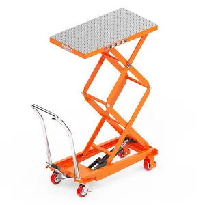 【DealsForYouDays】Hydraulic Lift Table Cart 330lbs Capacity 50" Lifting Height Manual Double Scissor Lift Table with 4 Wheels and Non-Slip Pad, Heavy Duty Lifting Platform Dolly for Material Handling  tool table