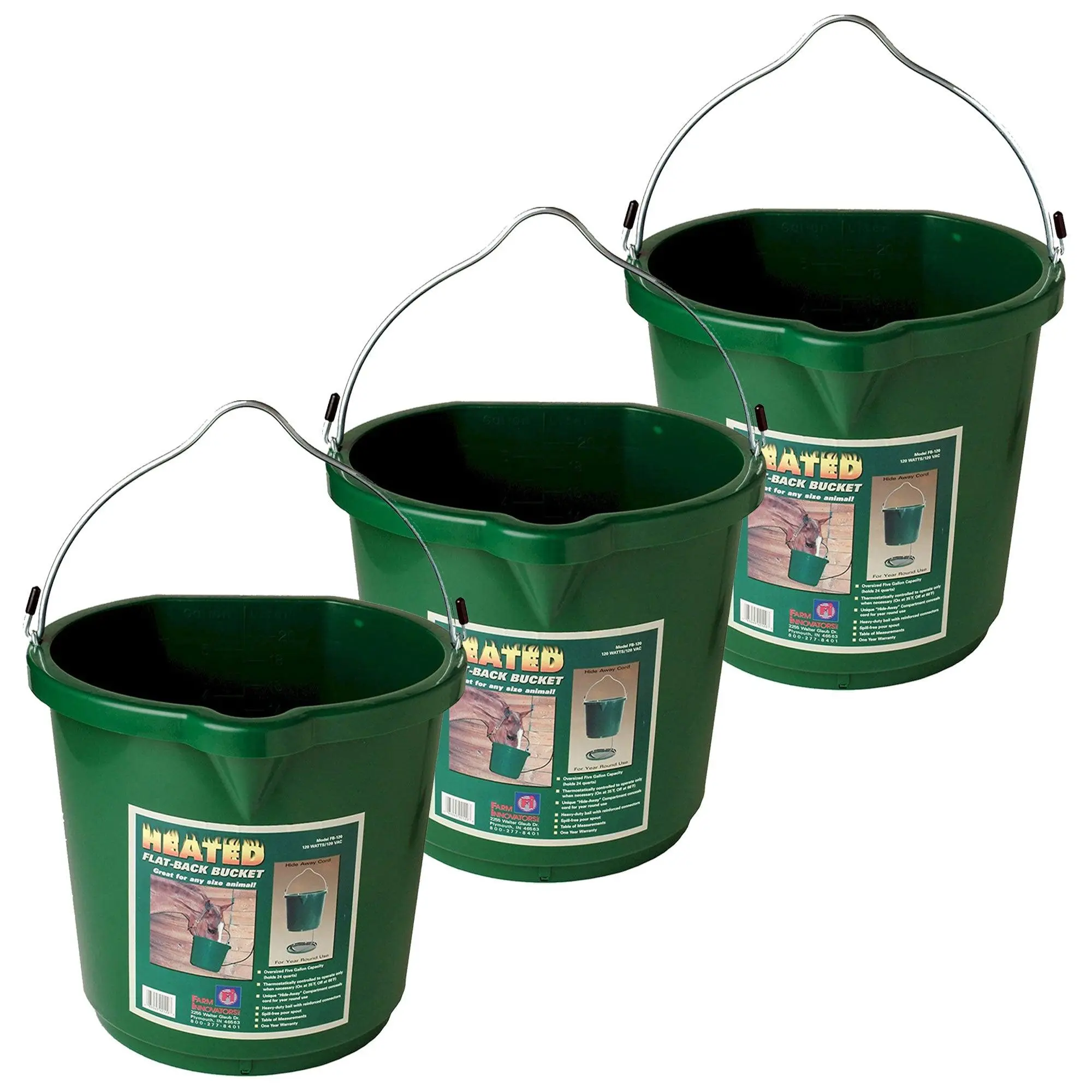 Farm Innovators Oversized 5 Gallon Plastic Flat Heated Bucket, 120 Watt (3 Pack) Farm Innovators Oversized 5 Gallon Plastic Flat Heated Bucket, 120 Watt (3 Pack)