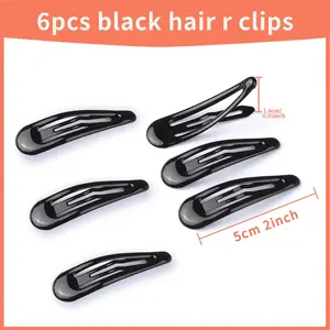6pcs Black Hair R Clips with Water Drop Anti-Slip Design Large Clips for Thick & Fine Hair 6Pieces Set for Styling Accessories Unisex