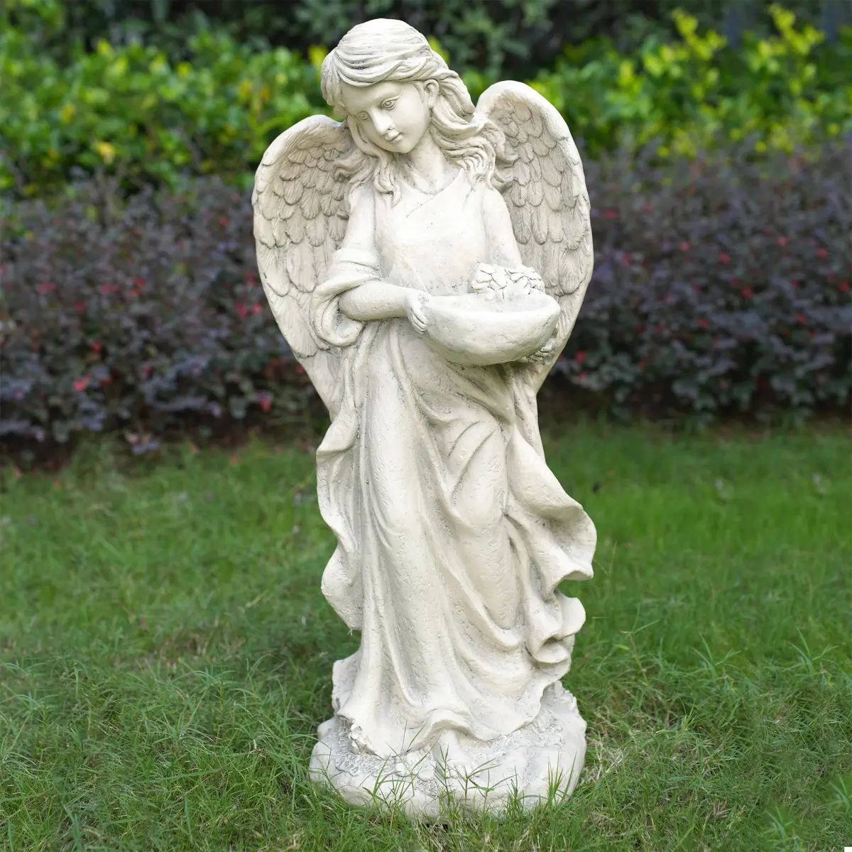 Direct Wicker GS-24942A-CL 32.6' Tall Bur-Free Surface Traditional Classic Angel Magnesium Oxide Garden Sculpture Statue, Cottage Decor, Indoor-Outdoor Home Improvement Accent for Adults, Teenagers, Durable Yard Art
