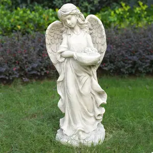 Direct Wicker GS-24942A-CL Magnesium Oxide 32.6' Tall Angel Statue Sculpture Art for Indoor Garden Outdoor