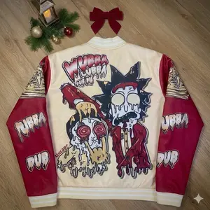 Rickk And Mortyy Cartoon Baseball Jacket, Wubba Lubba Dub Dub Iconic Quotes, Psychedelic And Comic Art Design, Merch Unisex Streetwear