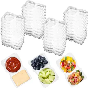 40Pcs Snackle Box Containers Reusable Double Compartment with Utensils On-the-Go Camping Food Storage Safe Durable Stackable Food-Grade Plastic Tidy Easy Stackable Sealed Lids