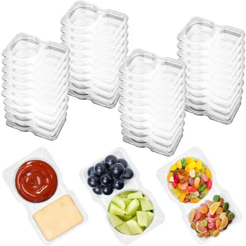 40Pcs Food-Grade Plastic Snackle Box Containers - Reusable Double Compartment with Utensils, Sealed Lids, Stackable, Durable, for Back to School Haul, Fridge Organization, Lunch at Work, Picnic, Bento Box Lunch Ideas