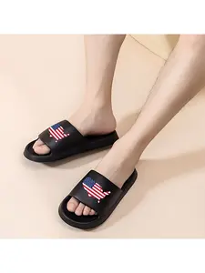 American Flag Map Pattern Casual Slippers Unisex Slip-on Slides Soft Sole Non-slip Beach Sandals Trendy Stylish Footwear for Men and Women Perfect for Outdoor Walking Indoor Living Beach Vacation and