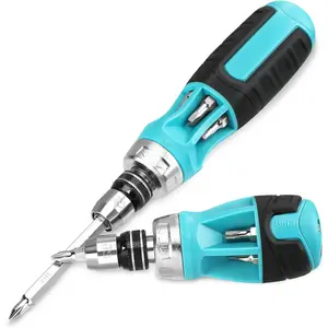 2 count Ratcheting  Set, 12-in-1 Multi-bit Standard/Stubby Screw Driver Set,  S2 Steel, Innovated Bits Quick-Load Mechanism, with Phillips, Slotted, Torx, Square Bits