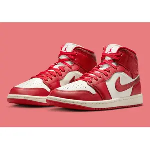 Women's Air Jordan 1 Mid SE "Cracked Leather" HJ9337-106 Fashion Athletic Sneaker