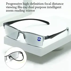 Automatic Zoom Reading Glasses Anti Blue Ray Autofocus Half-Rim Near Far Computer Glasses