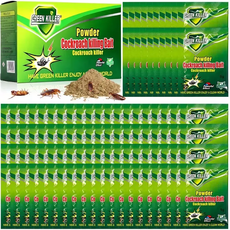 50 packets of high-efficiency cockroach bait powder, a fast-acting indoor cockroach killer—completely eliminates cockroach nests and colonies, suitable for kitchens and enclosed spaces.