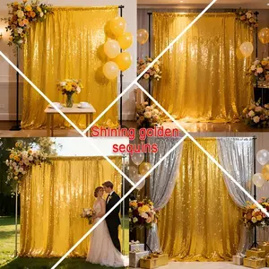 Pack of 1 or 2, made of gold-threaded fabric with a top loop opening, suitable for wedding ceremony decorations, holiday party setups, Party decoration supplies, decorative arches/stage backdrops, indoor and outdoor décor