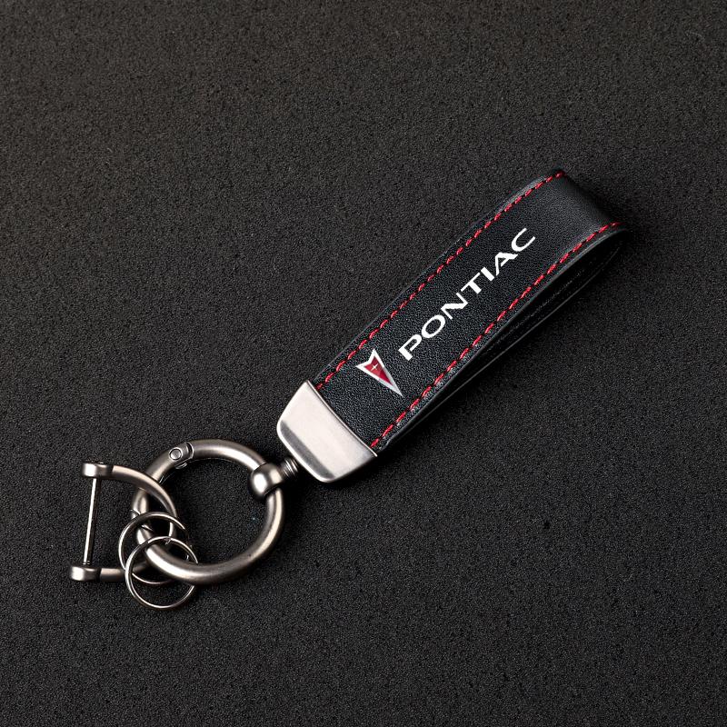 2026 New High-Grade Leather Car KeyChain 360 Degree Rotating Horseshoe Key Rings For Pontiac Car KeyChain Car Accessories Gifts
