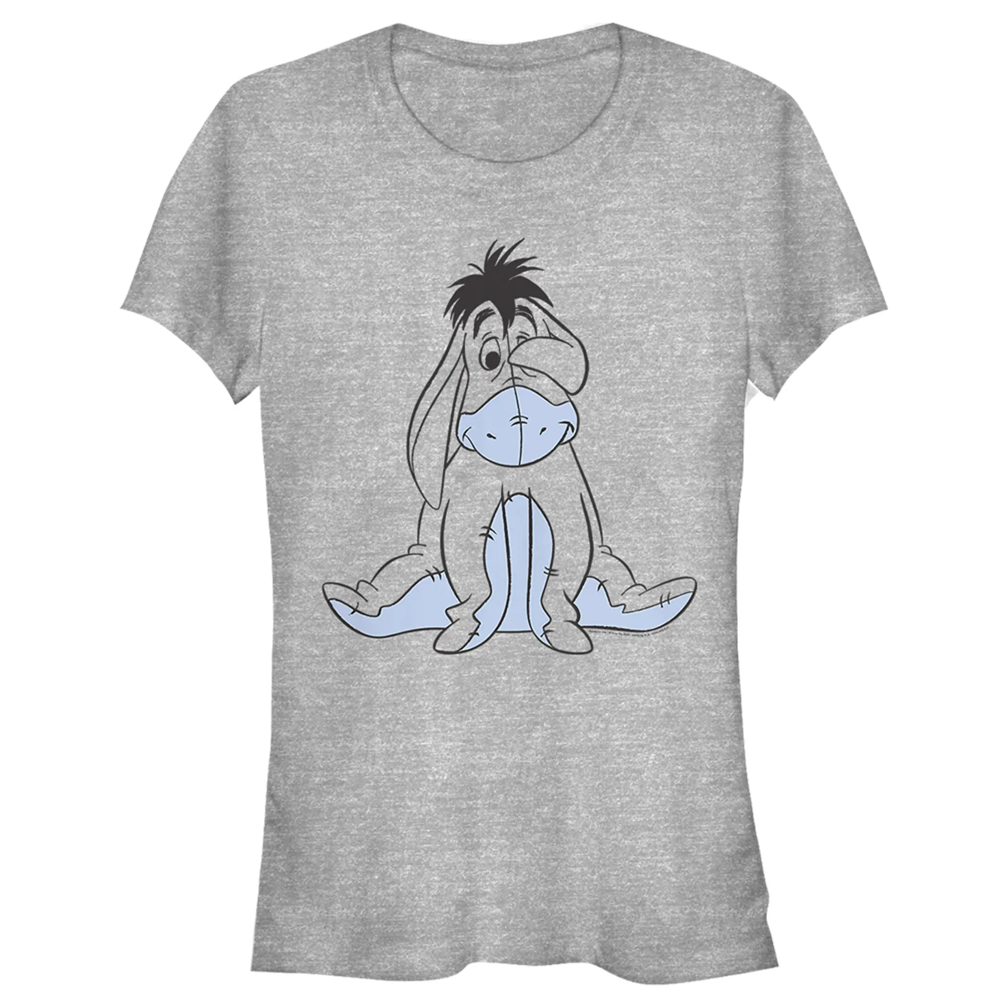 Juniors Womens Winnie the Pooh Shy Eeyore T-Shirt, Ear, Shortsleeve