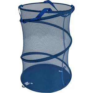 Pop-Up Mesh Laundry Hamper, Blue