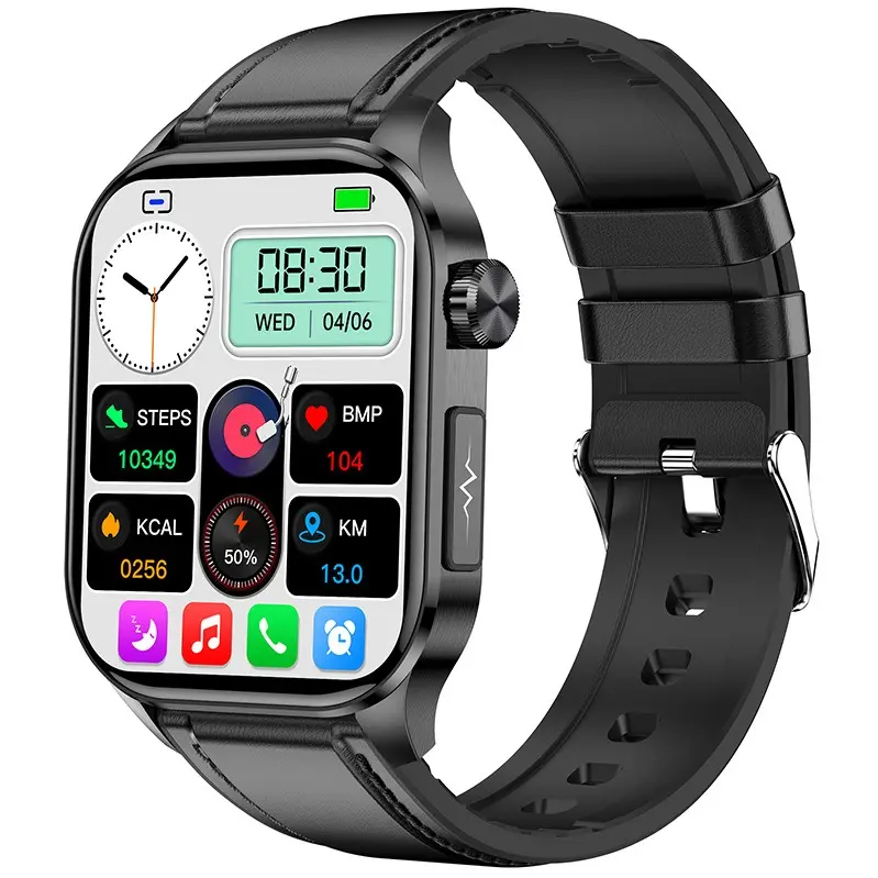 Square Sport Smartwatch with IPS Screen for Men & Women, Water Proof Aluminum Alloy Wearable Health Monitor with Heart Rate Detection, Remote Camera & Bluetooth Calling, Magnetic, Charging, Pedometer, Ios, Silicone, Android, Button, Pu Leather, Wearable T